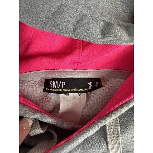 UNDER ARMOUR UA STORM COLD GEAR PULLOVER GRAY & PINK HOODED SWEATSHIRT HOODIE SM - Picture 4 of 8